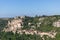 Super panoramic view of right steep rocky bank of river Alzou and ancient settlements of Rocamadour.Â Lot, Occitania